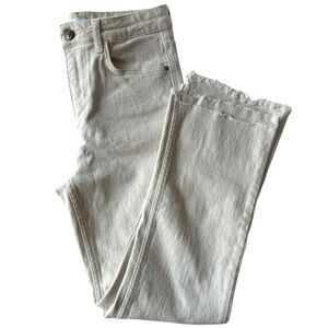 ZARA Cream Ankle Cropped Jeans–Size Small–Frayed Hem